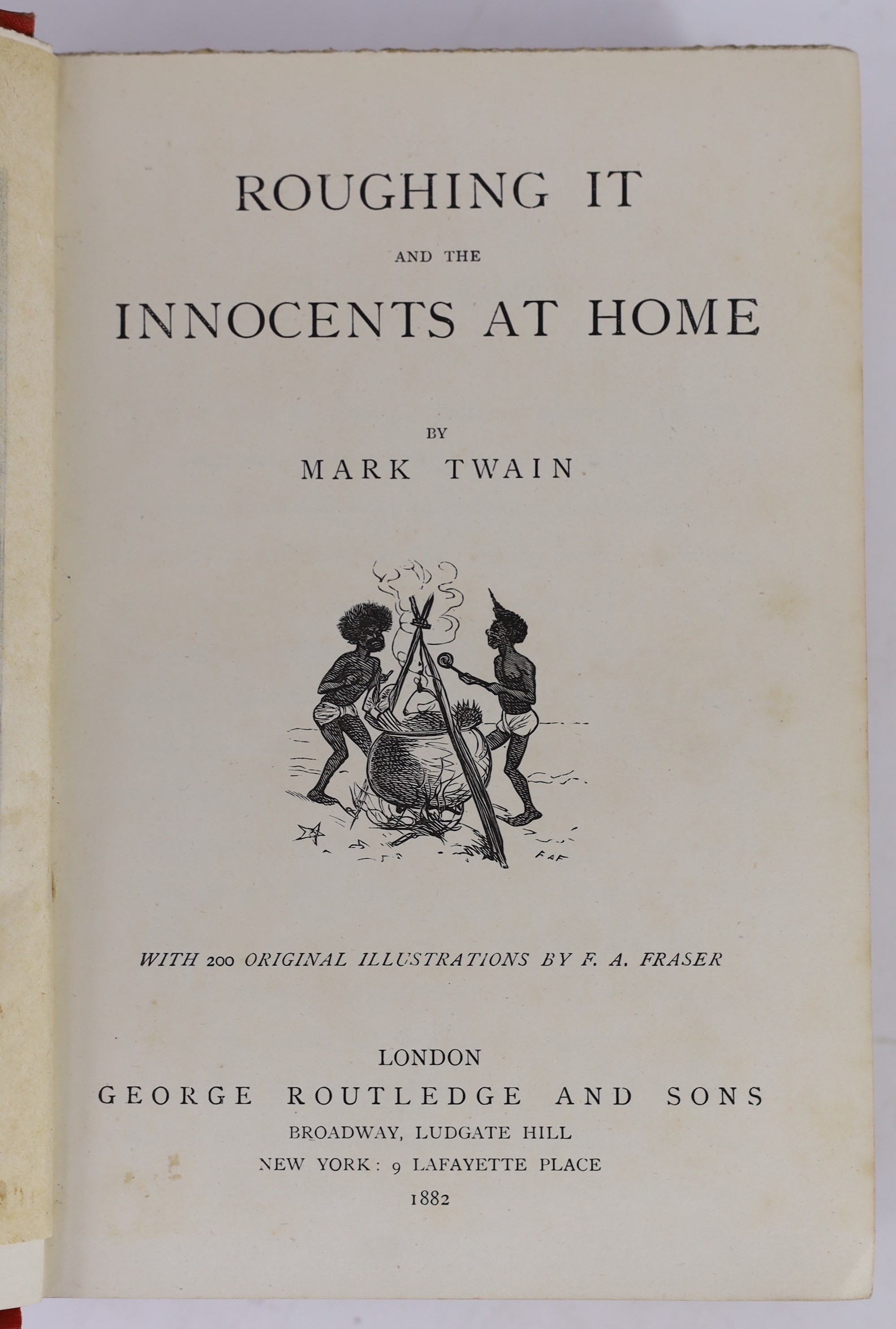 Twain, Mark [Clemens, S.L] - 3 works - The Prince and the Pauper. A Tale for Young People of all Ages, 1st edition, 8vo, original cloth, advertisements at end dated November, 1881, Chatto & Windus, London 1881; A Tramp A